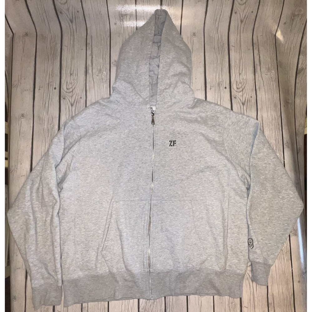 Zero Foxtrot XL Full Zip Hooded Jacket Gray Fleece Logo